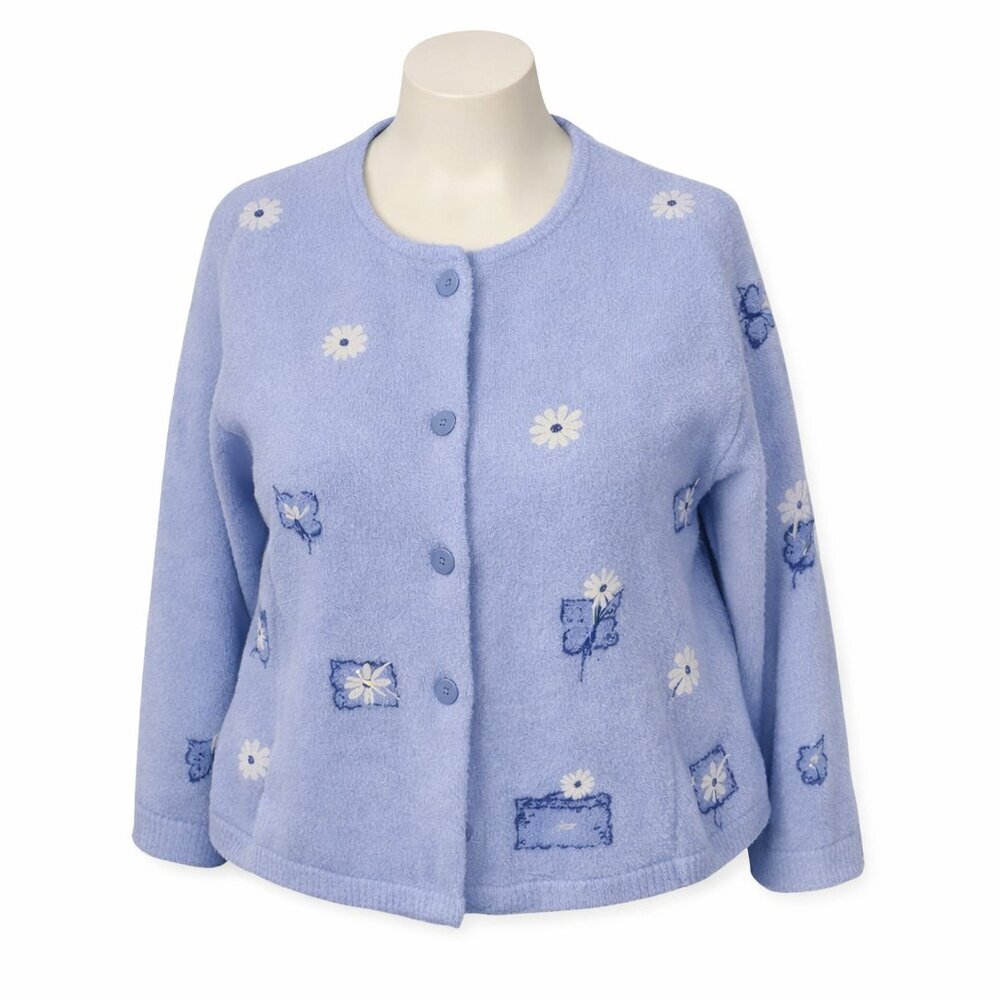 NWT ARTISANS Women Blue Fleece Button Jacket Top M